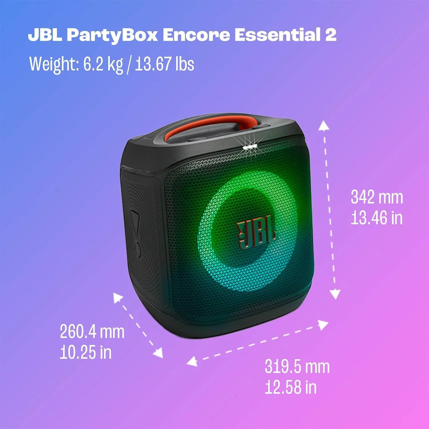 Parlante JBL PartyBox Encore Essential 2 inalámbrico con iluminación y fiesta sin límites (Negro) 6