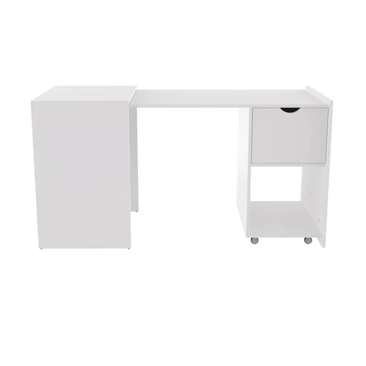 Escritorio Plegable Xtech XTF-CD210, Expandible con Cajón, Repisa y Ruedas, Blanco, 140 x 60 cm 1