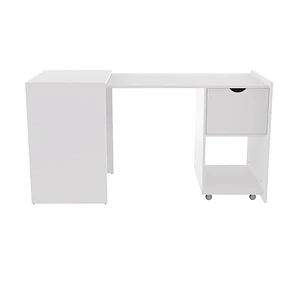 Escritorio Plegable Xtech XTF-CD210, Expandible con Cajón, Repisa y Ruedas, Blanco, 140 x 60 cm