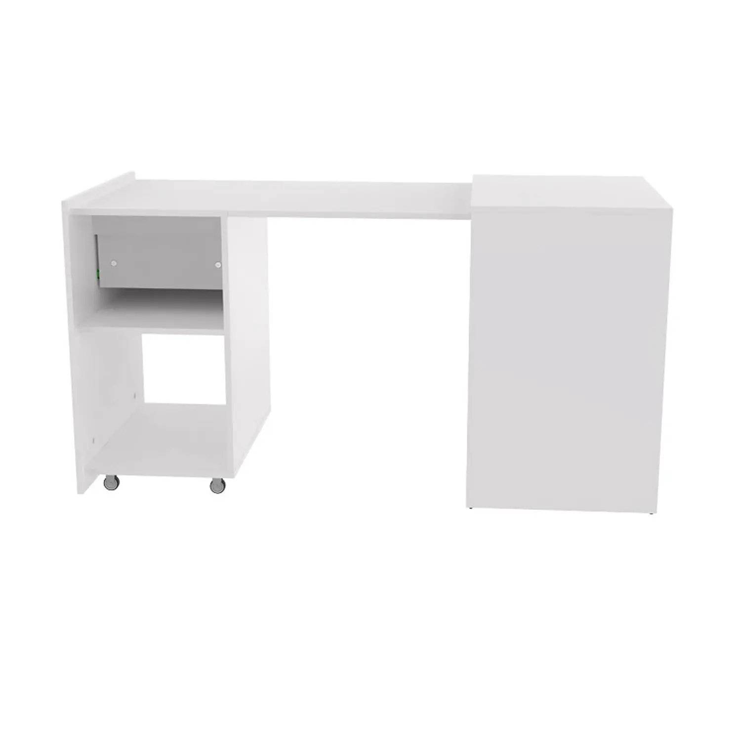 Escritorio Plegable Xtech XTF-CD210, Expandible con Cajón, Repisa y Ruedas, Blanco, 140 x 60 cm 2