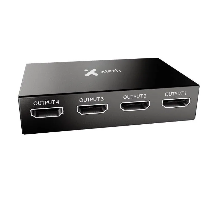 Splitter HDMI Xtech XHA-420, 1 Entrada 4 Salidas, Hasta 4K UHD 30 Hz, con Adaptador de Corriente 1