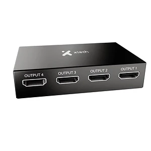 Splitter HDMI Xtech XHA-420, 1 Entrada 4 Salidas, Hasta 4K UHD 30 Hz, con Adaptador de Corriente