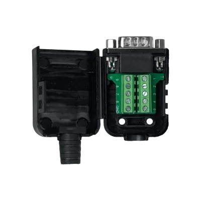 Conector DB9 Macho Volante con Tapa y Bornera Atornillable - DGB9M 3