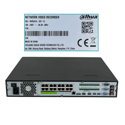 Grabador NVR Dahua WizSense 16 Canales IP, 16 Puertos PoE, 4 SATA, hasta 32 MP - NVR5416-16P 3