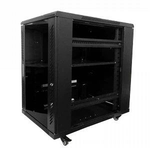 Rack piso RK18-9VL 18U 90cm fondo negro PDU y ventilación incluidas