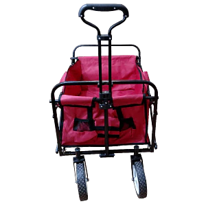 Carro Arrastre Manual Metal Tela Rojo Plegable 4 Ruedas 70kg