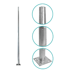 Poste Conico 4mt 3mm Base 250x250x12mm no-inc-Canastillo Conico 120/60mm