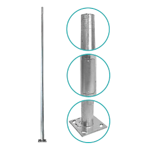 Poste Conico 5mt 3mm Base 250x250x12mm no-inc-Canastillo Cono 120/60mm
