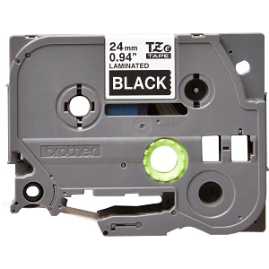 Cinta laminada Brother TZe355 Texto blanco sobre fondo negro,