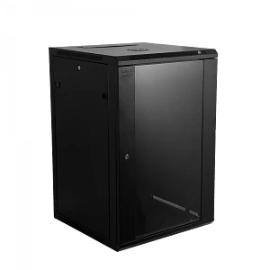 Gabinete rack pared 18U 60cm fondo negro inc-2U-M6