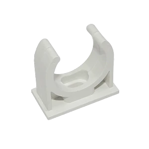 Soporte fijación abrazadera p/tubo PVC blanco tornillo 25mm