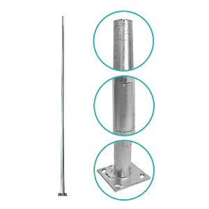 Poste Conico 6mt 3mm Base 260x260x12mm no-inc-Canastillo Conico 140/60mm