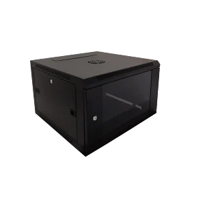 Gabinete rack pared negro 6U 60cm fondo