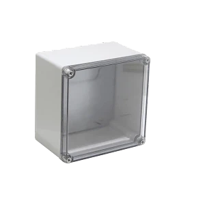 Caja estanca 200×200×130mm, ABS/PC, IP66, tapa transparente, AT-2020 