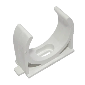 Soporte fijación abrazadera p/tubo PVC blanco tornillo 40mm
