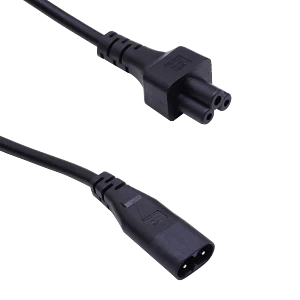 Cable poder Fig8-C8 macho trébol C5 hembra negro 10A 3x0,75mm 30cm