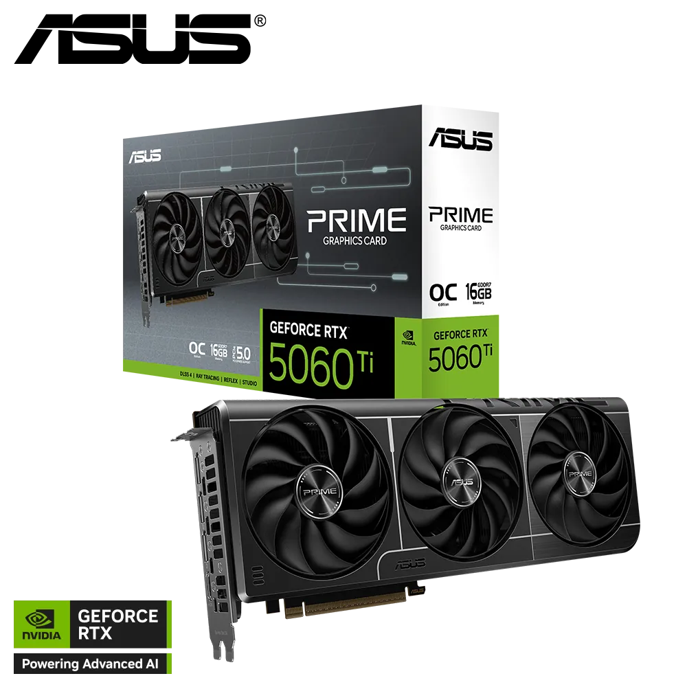 Tarjeta de Video ASUS PRIME NVIDIA GeForce RTX 5060 Ti, 16GB GDDR7, 128-bit, PCI-e 5.0 1