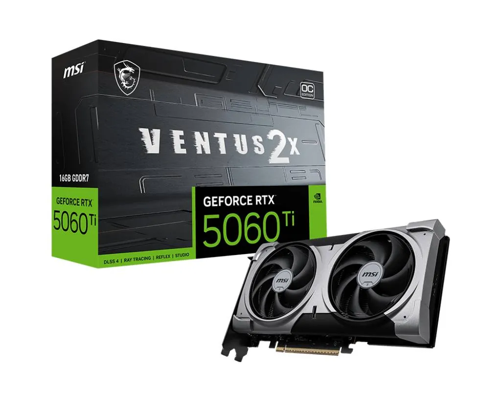 Tarjeta de Video MSI NVIDIA GeForce RTX 5060 Ti 16GB VENTUS 2X OC PLUS GDDR7 PCIe 5.0 1