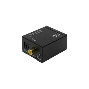 Convertidor TOSLINK-RCA Audio Óptico/Coaxial a 2 RCA-H, 5V, 51x42x26mm, Color Negro