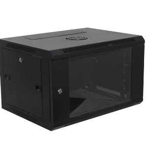 Gabinete pared RK06-4L 6U fondo 45cm negro incluye M6 y 2U