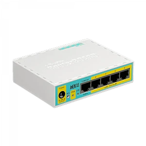 Router MikroTik hEX PoE lite RB750UPr2 - x5 Puertos, PoE en 4 Puertos, USB, CPU 650MHz, 64MB RAM