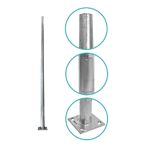 Poste Conico 3mt 3mm Base 250x250x12mm no-inc-Canastillo Cono 120/60mm