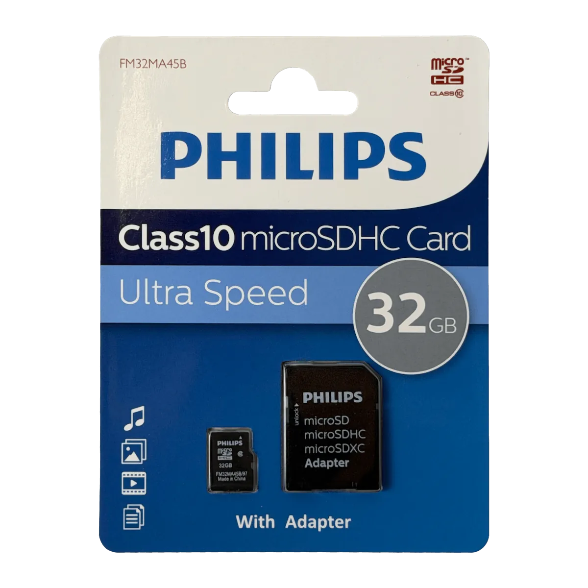 PHILIPS 32GB MicroSD c/Adaptador SD 100/85mb/s Class 10 U1 V10 SDCS2 2
