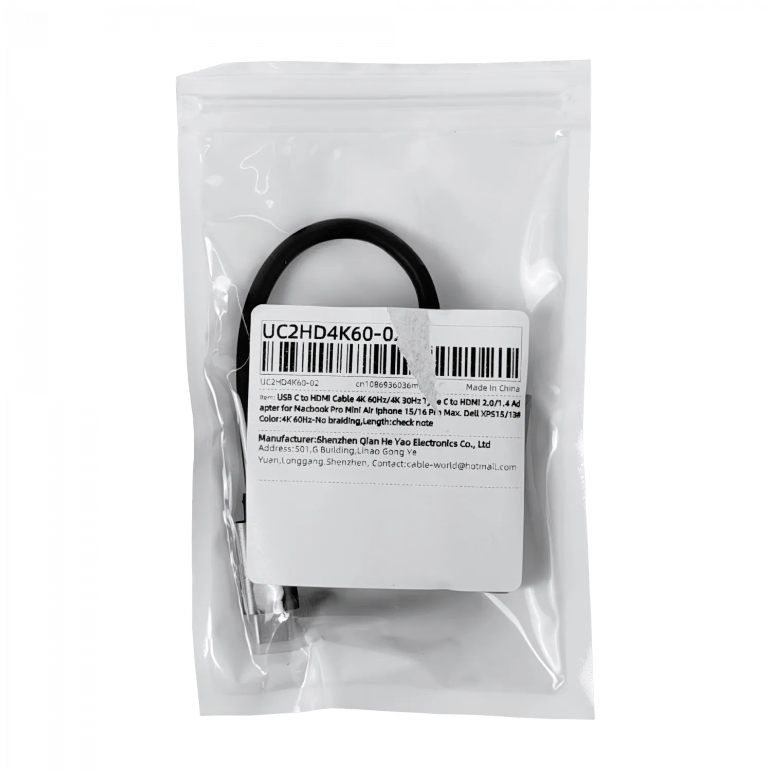 Adaptador USB-C Macho a HDMI Hembra UHD 4K 60Hz, 13cm 1