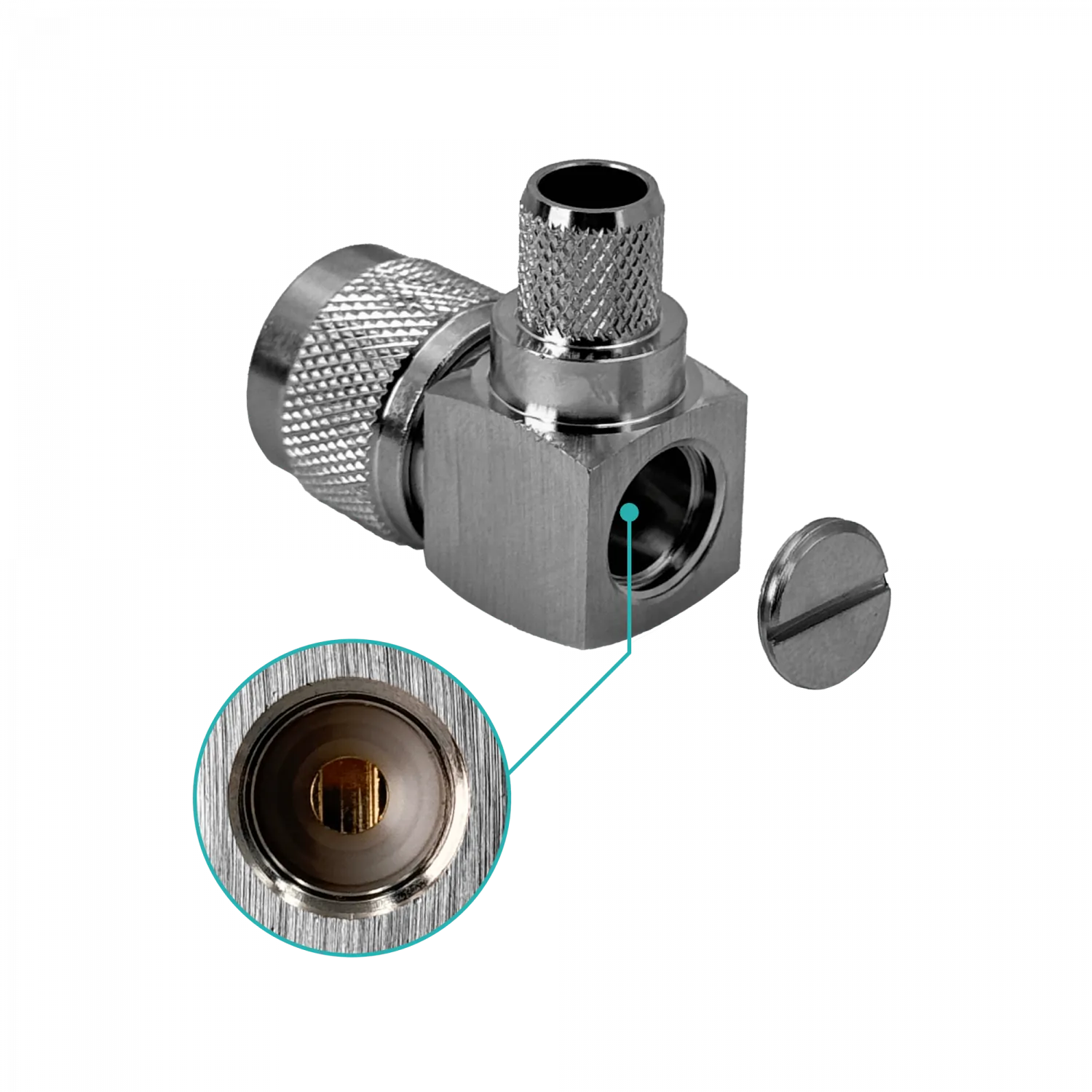 Conector Crimpeable RG8 RG213 90 Grados LMR400 N Macho 2
