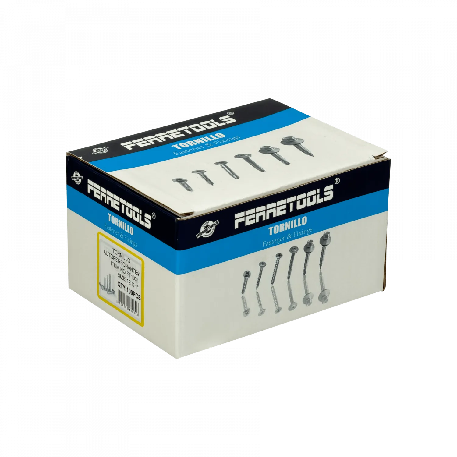 Tornillo Autoperforante 1,0p Hexagonal 8mm 100u. 12x1 Largo 25mm Zn 4