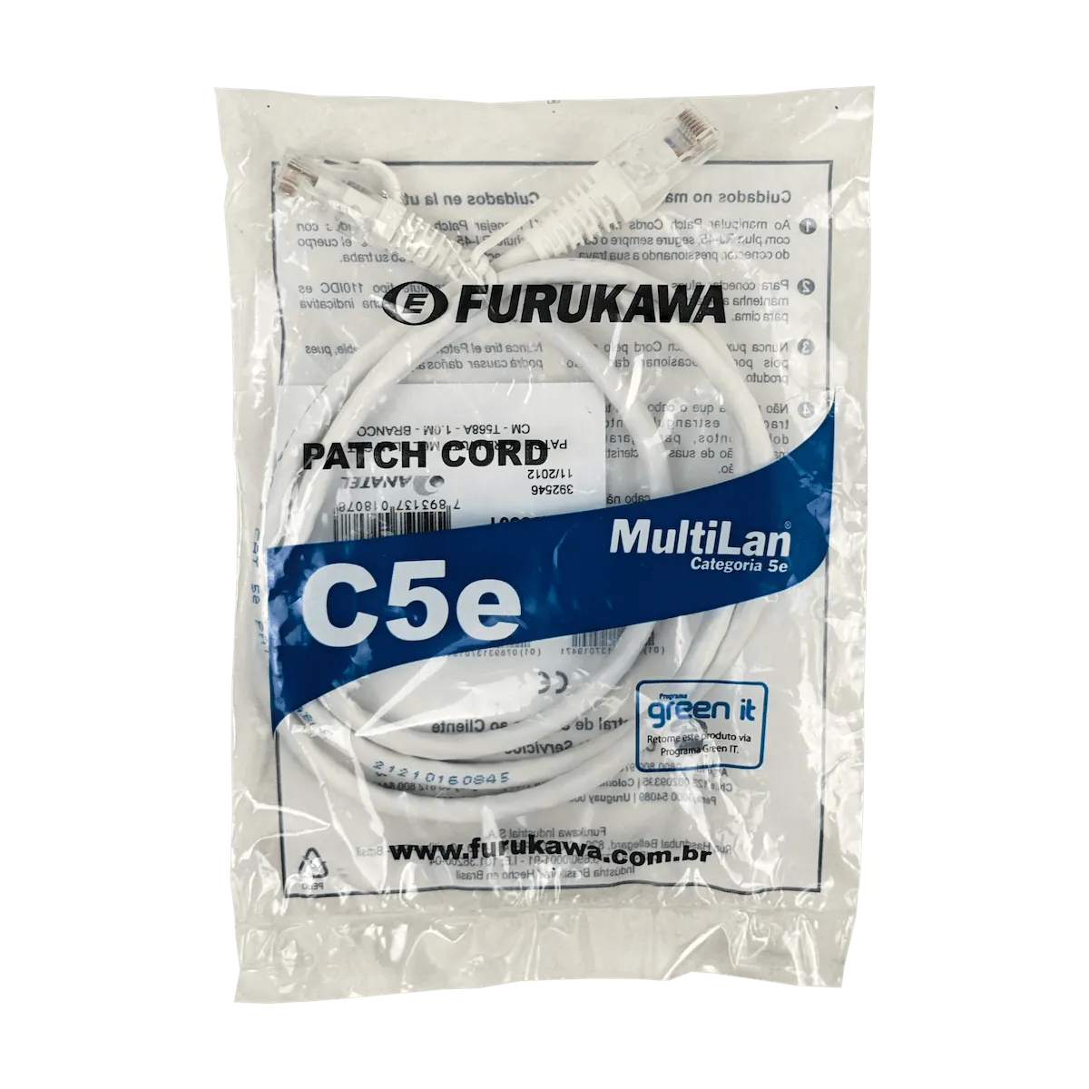 Cable Patch Furukawa Cat5e 1mt Blanco U/UTP CM RJ45 Multilan 4