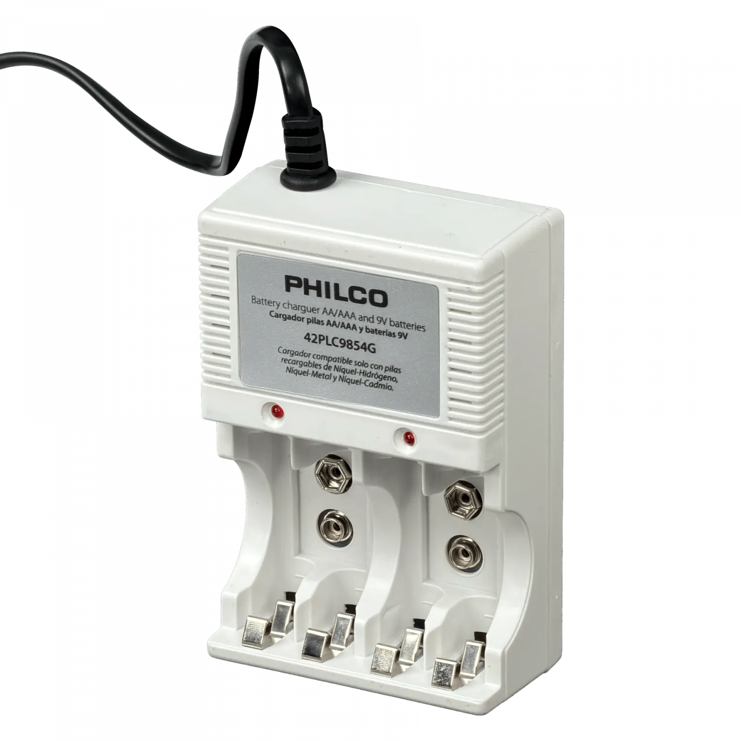PHILCO Cargador 2 Pila 9V o 4 Pilas AA/AAA inc-4-pilas Recargable 1
