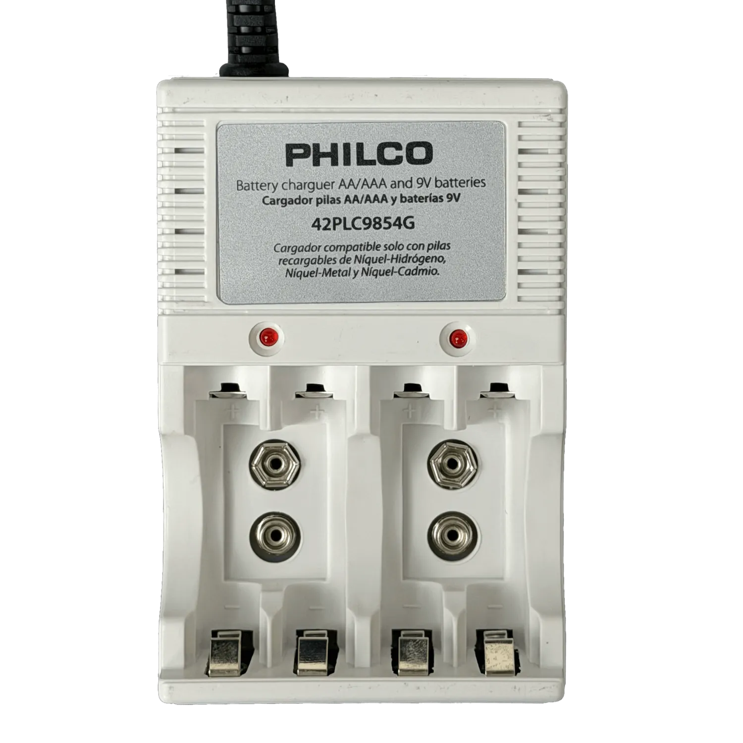 PHILCO Cargador 2 Pila 9V o 4 Pilas AA/AAA inc-4-pilas Recargable 2