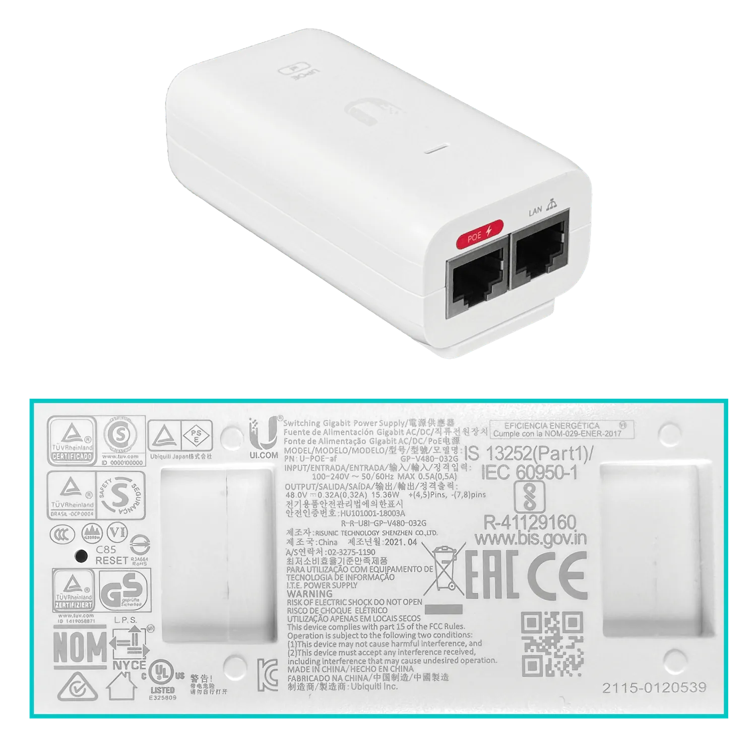 UBIQUITI 2,4/5GHz N300/1733 inc-PoE48V 1-1000 Mesa Poste Muro op-Cielo 1