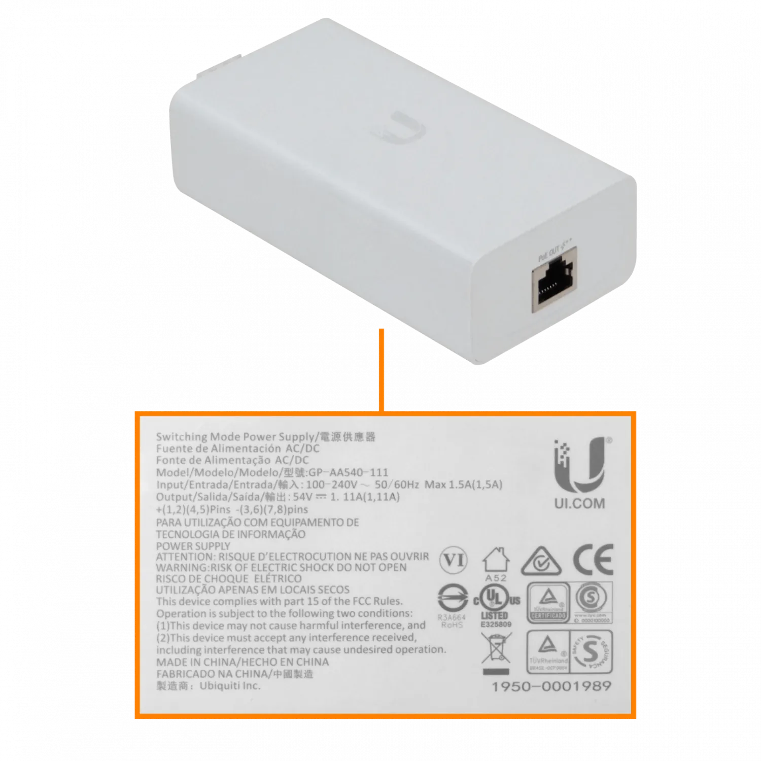 UBIQUITI Caja Exterior incluye PoE-54V-60W para switch USW-FLEX 4
