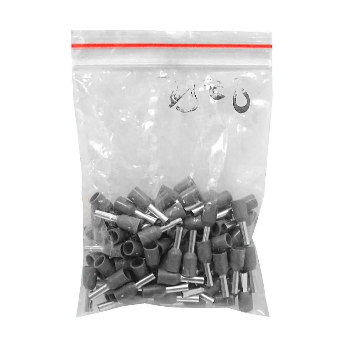 Ferrules Terminal Aislado Crimp Gris 2,5mm2 8/15mm 100-unids AWG14 3