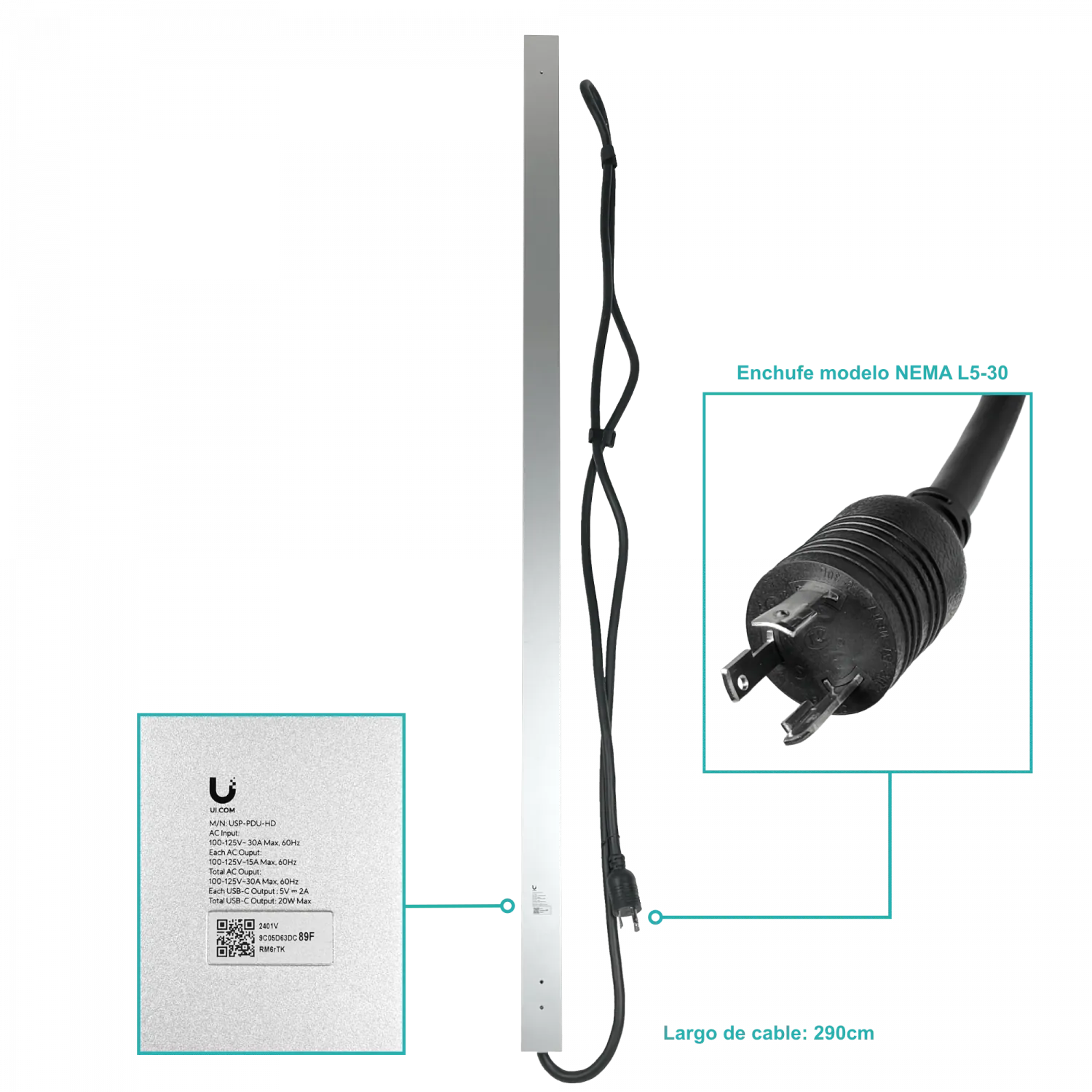 UBIQUITI 100-125VAC USP-PDU-HD Vertical 24-NEMA/5 4-USB-C 4-LAN UniFi 3