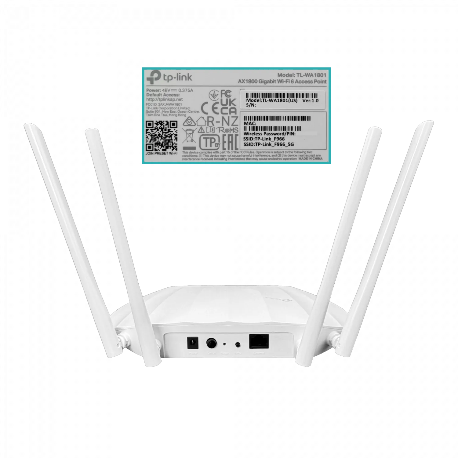 Punto de Acceso TP-Link TL-WA1801, Wi-Fi 6 AX1800, Gigabit, Doble Banda 1