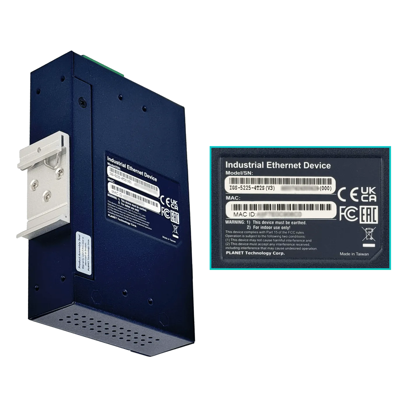 PLANET 4-1000 1-SFP 1-SFP-2.5G Switch Indus Admin L2 Riel DIN 12-48VDC 4