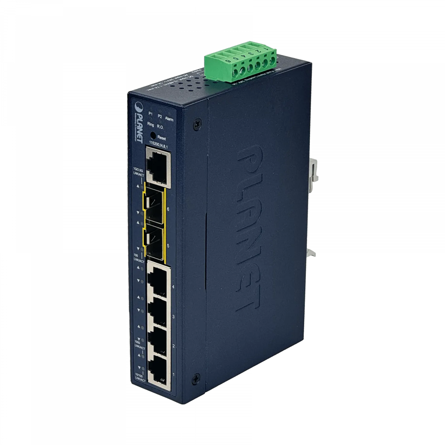 PLANET 4-1000 1-SFP 1-SFP-2.5G Switch Indus Admin L2 Riel DIN 12-48VDC 7