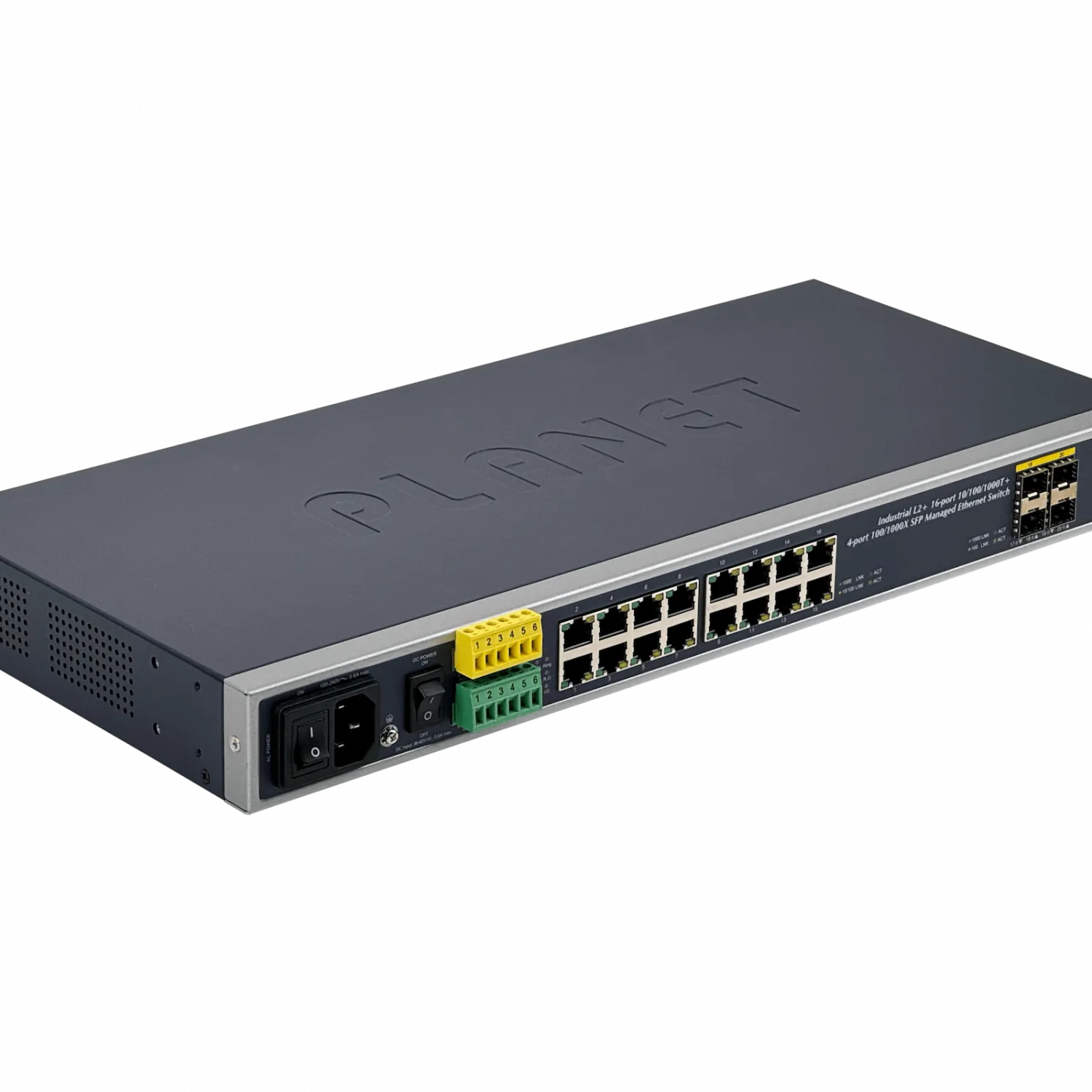 PLANET 16-1000 4-SFP Console L2/L4 Industrial Switch Rack 100-240VAC 1