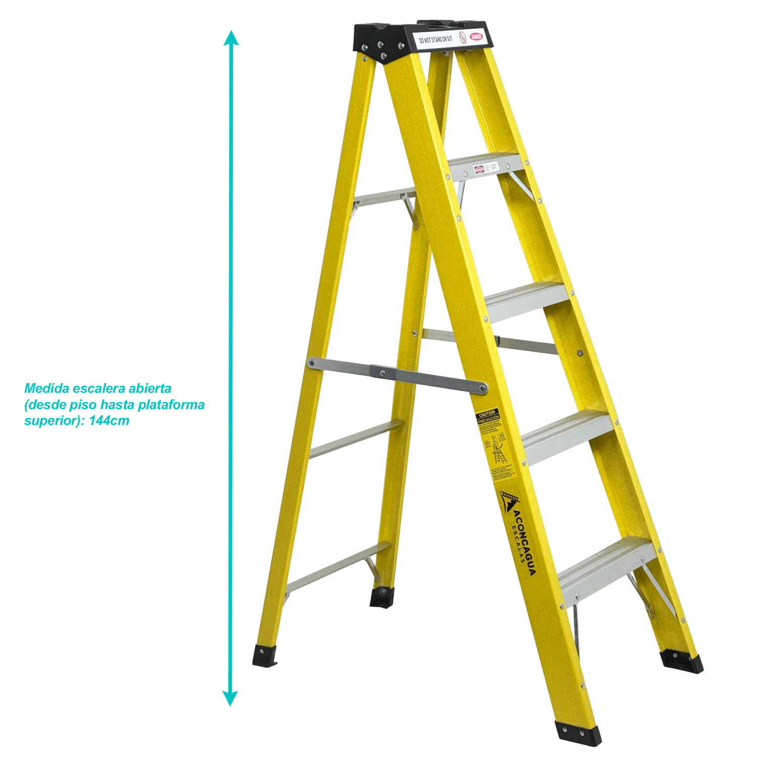 1,4mt 140kg Tijera Fibra Vidrio 5 Peldano Escalera 1.44mt Escala 1