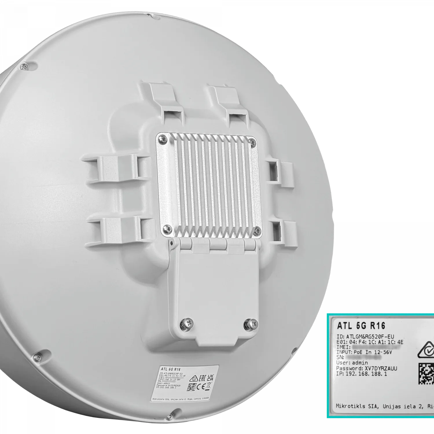 MIKROTIK LTE/5G 1-1000-PoE/In CAT20 4x4 16dBi 1 Sim eSim IP66 inc-24V 4