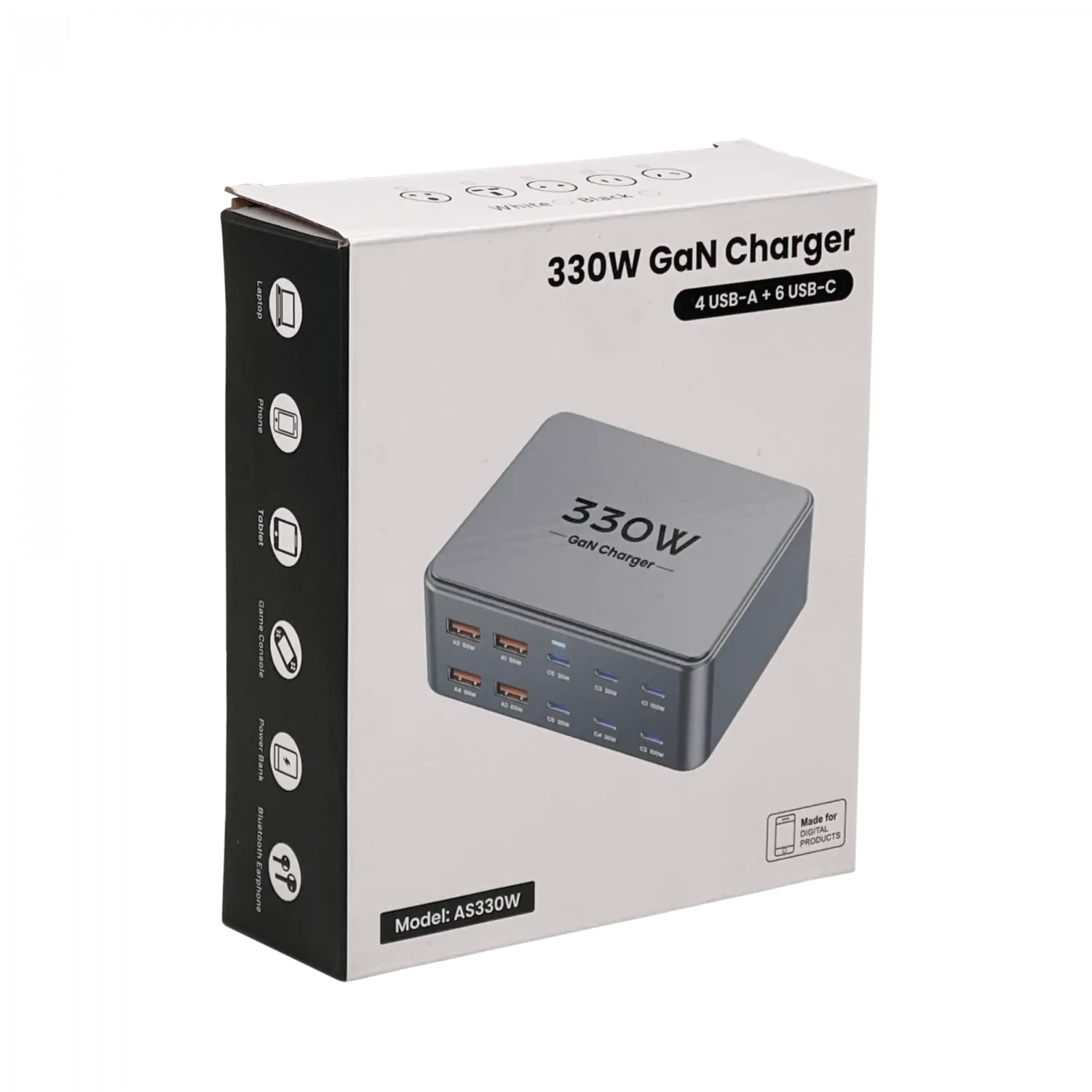 Estacion de Carga 330W 4-USB-AH 5-20VDC 6-USB-CH 3-21VDC 100-240VAC 3