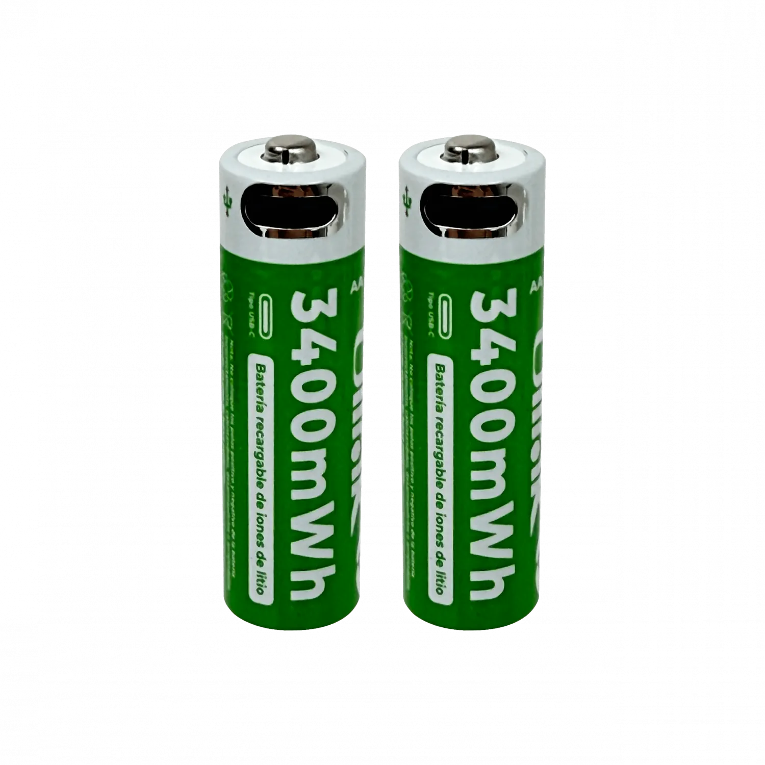 ULINK AA 2 Pilas 3400Wh Recargable USB-C 1,5V Li-ion Litio inc-Cable 5