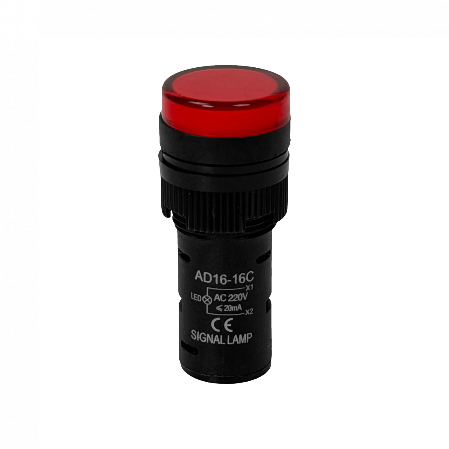 Luz Piloto LED 220VAC 15mm diametro 19mm cabeza 45mm altura Rojo 1