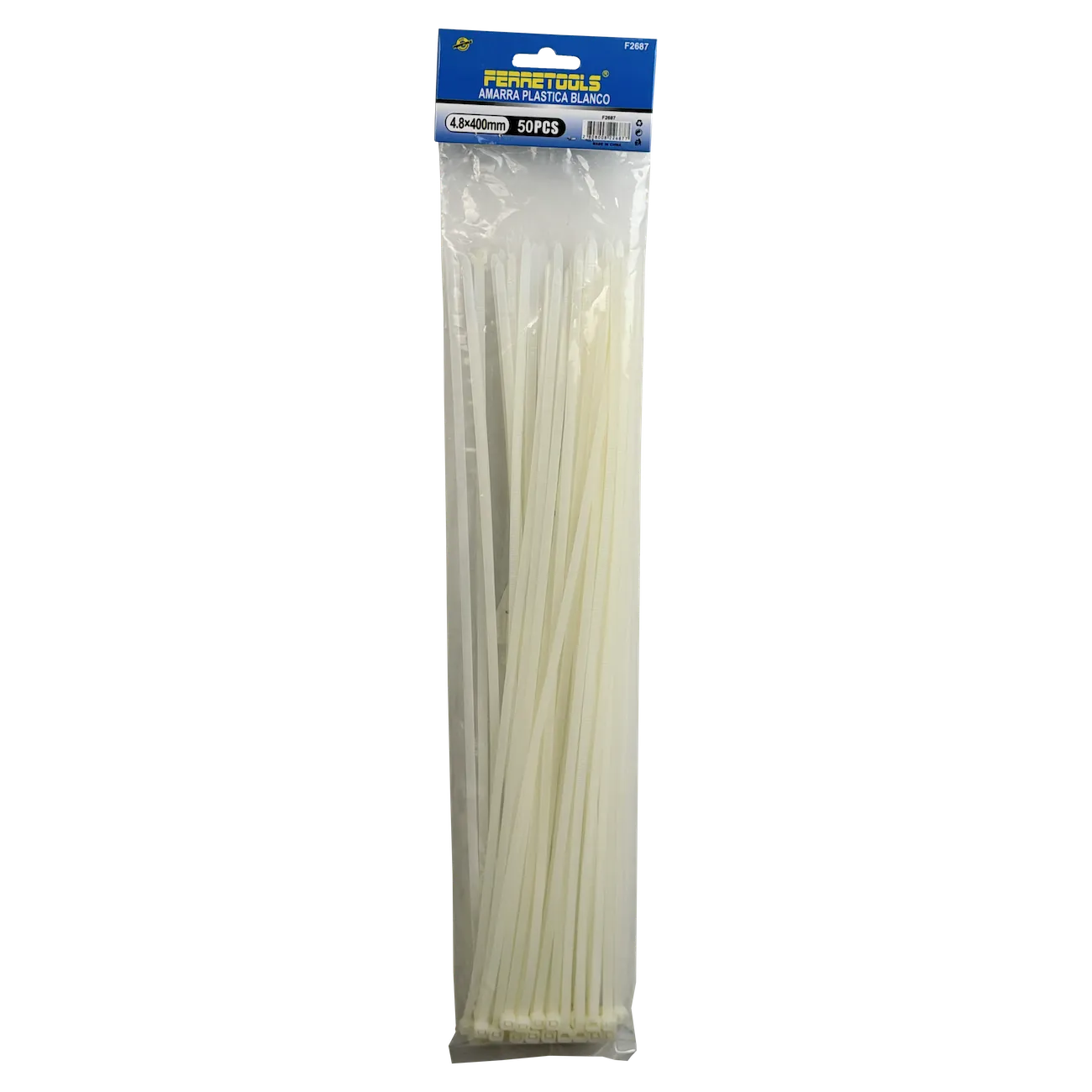 Amarra Plastica Nylon 4.8x400mm 50-un 400x4,8mm Blanca 2