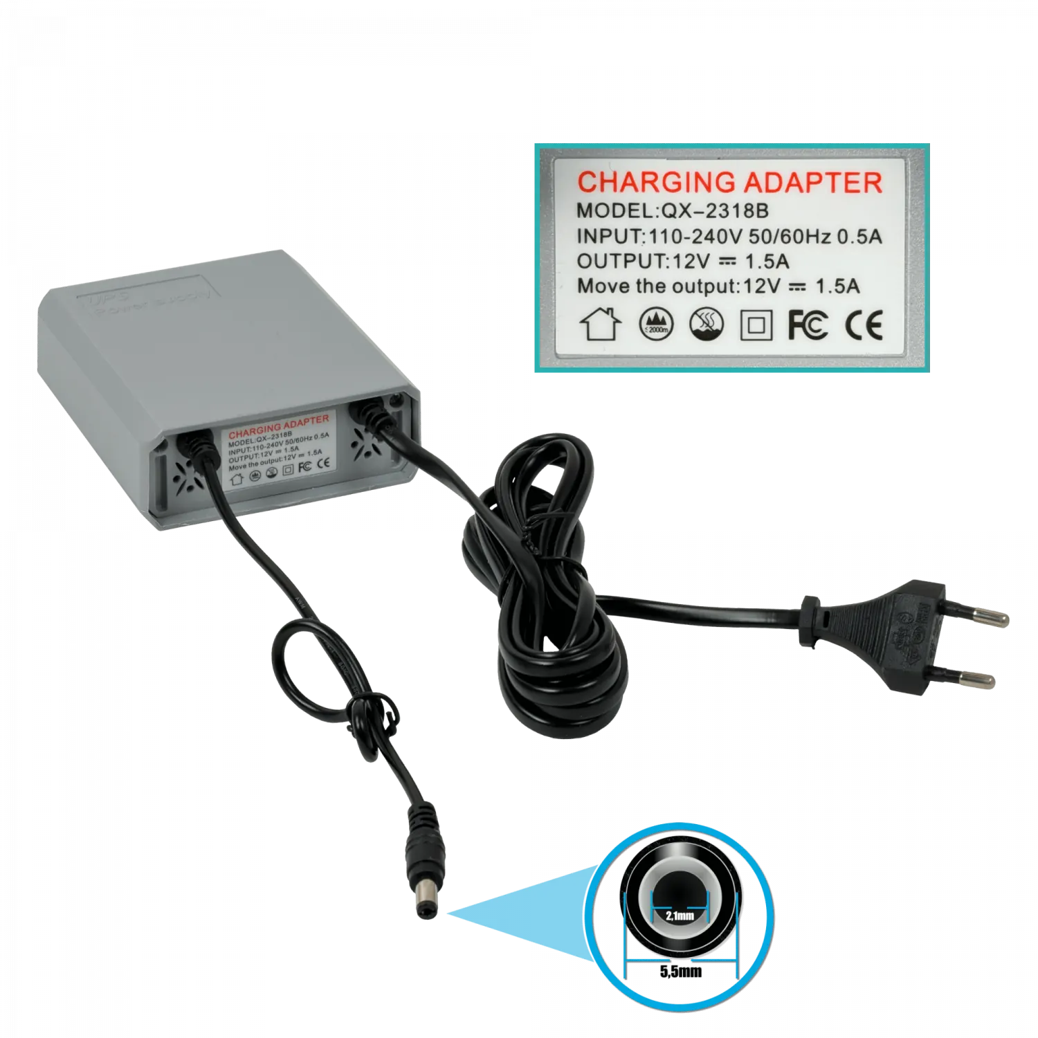UPS 12Vdc 43Wh 3600mAh in:220VAC out:12V/2A Plug 5,5x2,1mm Bats Litio 2