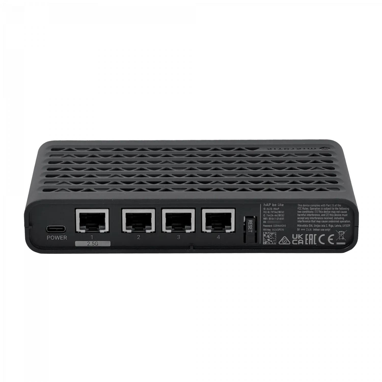 MIKROTIK WiFi7 1-2.5G 3-1000 2-950MHz 2,4/5GHz Router AP USB-C inc-5V 5
