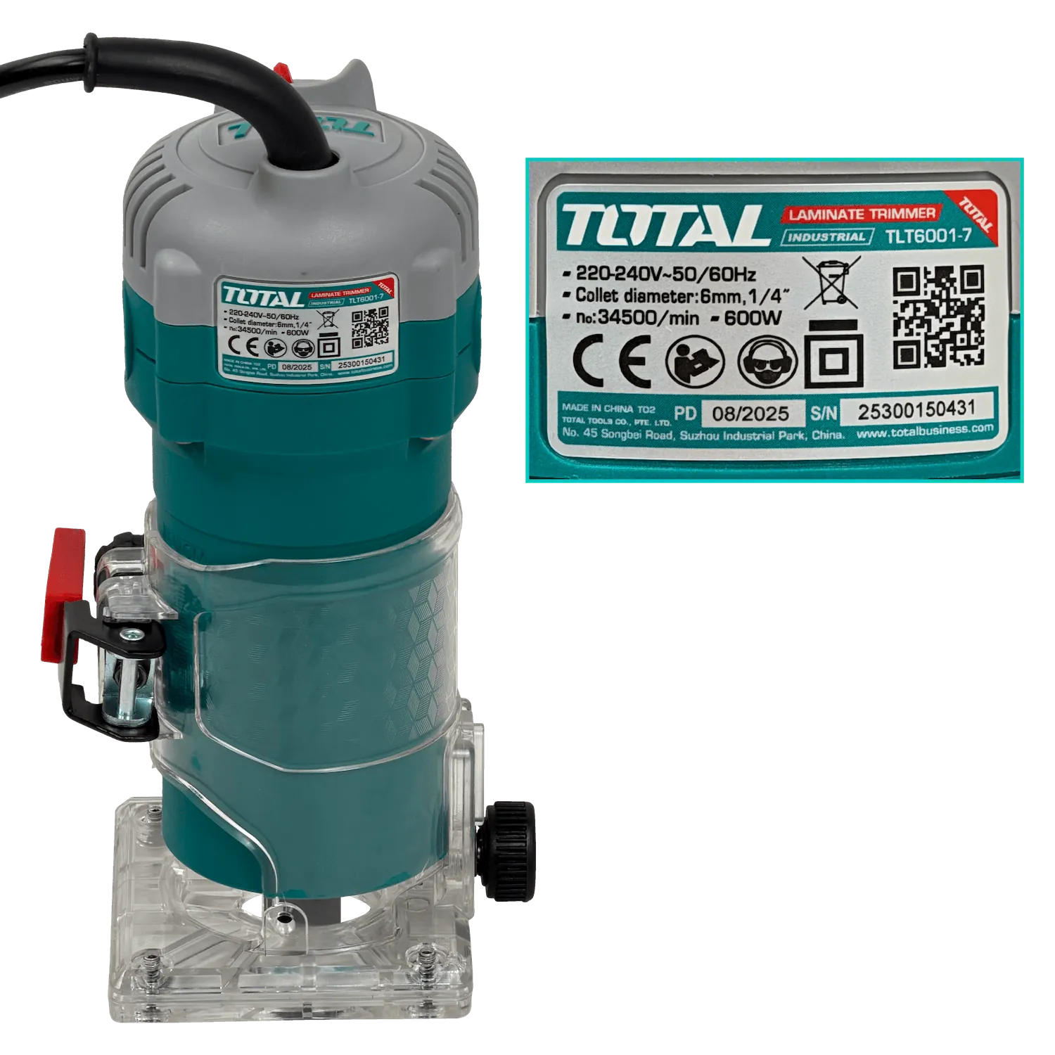 TOTAL Fresadora 600W 34500rpm 1/2-6mm Pinza industrial 5